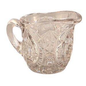Vintage US Glass Childs Creamer Clear Glass With Intricate Star Design EAPG
